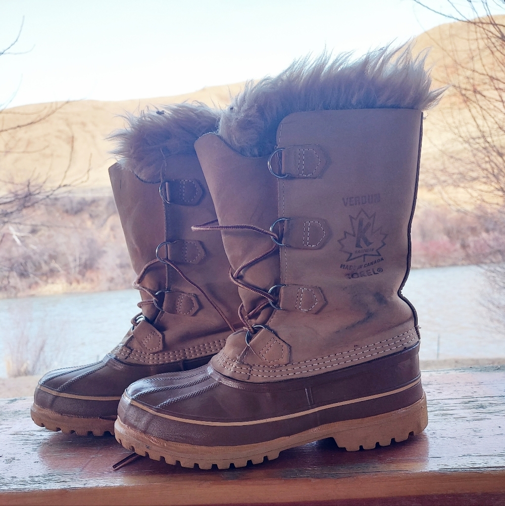 Sorel Women's Tan and Brown Fur-Lined Winter Boots W 9.